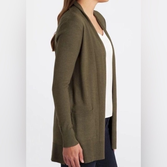 Pink Clover | Olive Green | Open Front Cardigan Sweater with pockets | NWT - Picture 4 of 10